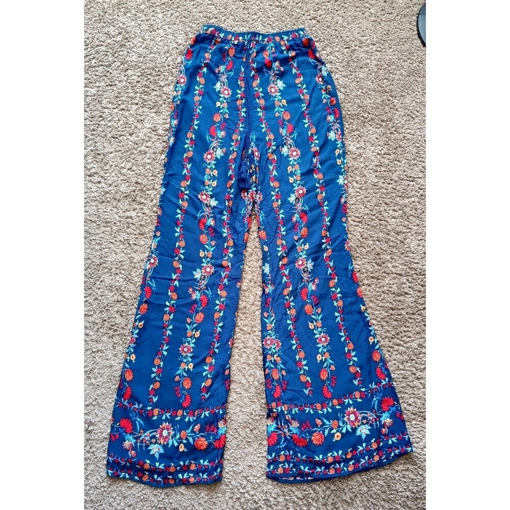 Flying Tomato Pants Womens Size Small Tropical Floral Flared Leg Boho Hippie